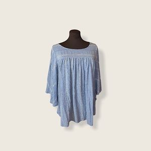 Blue Striped Peasant Blouse